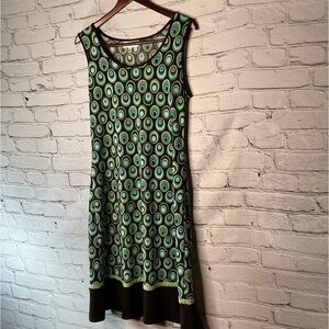 Studio I Green and Black Patterned Dress sz 10